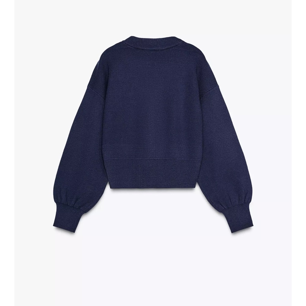 Zara navy spiral button knit jacket, NWT, Small, sold out in this size! - Picture 4 of 6
